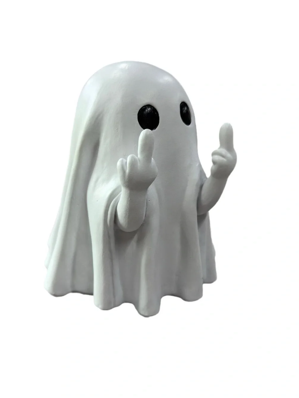 Funny Rude Ghost Figurine Middle Finger White Halloween Decor Statue